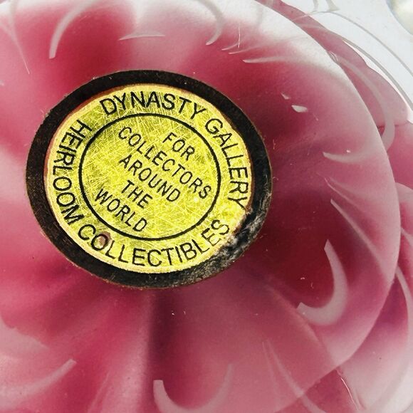 Pink Rose Glass Teapot Paperweight Dynasty Gallery Heirloom Collectible Flower - Picture 6 of 6